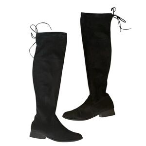 American Eagle Outfitters  Ae Tie Overtheknee Black Faux Suede Boots Size 8